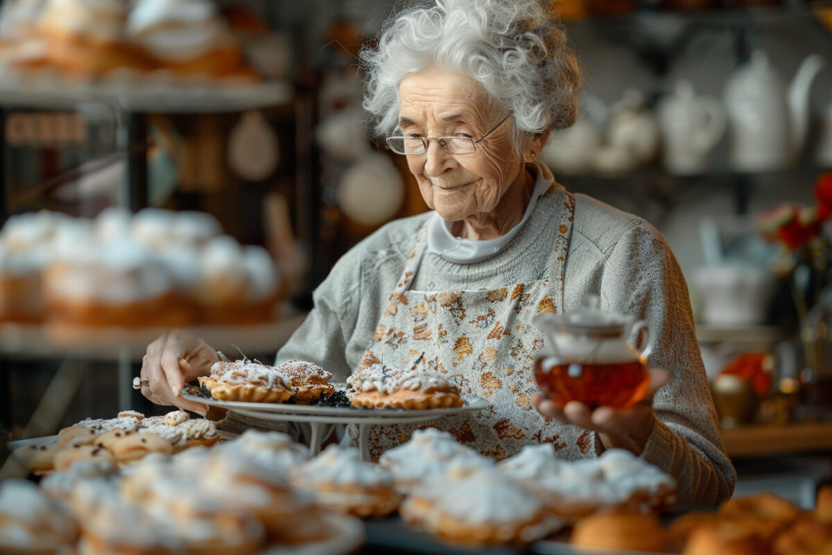 Grand-mère et le choix du thé pour accompagner ses pâtisseries : une tradition